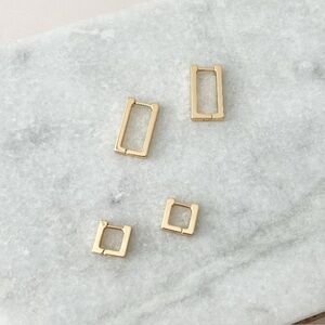 Set of 2 Square & Rectangle Huggie Earrings